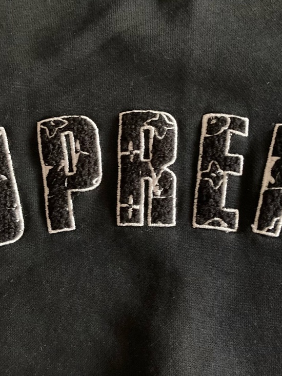 Supreme Black Crewneck with Embroidered Arched Logo - Picture 2 of 3